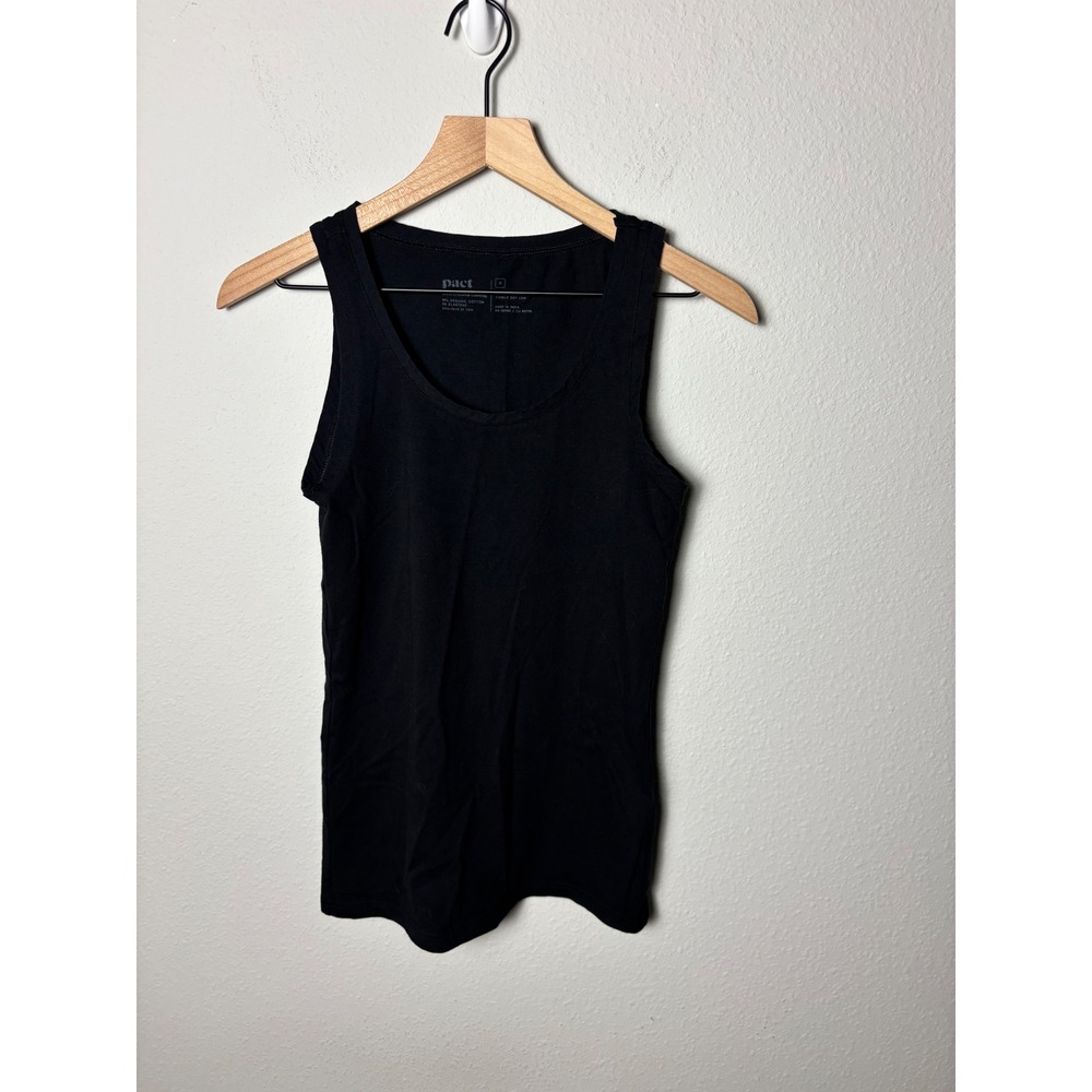 Pact Womens Organic Cotton Luxe Essential Scoop Neck Tank Top Black Size M